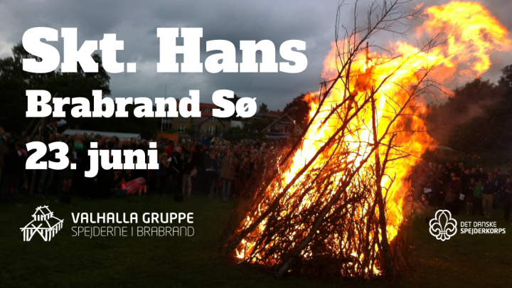 Skt. Hans bål med tekst. Brabrand Sø 23. juni 